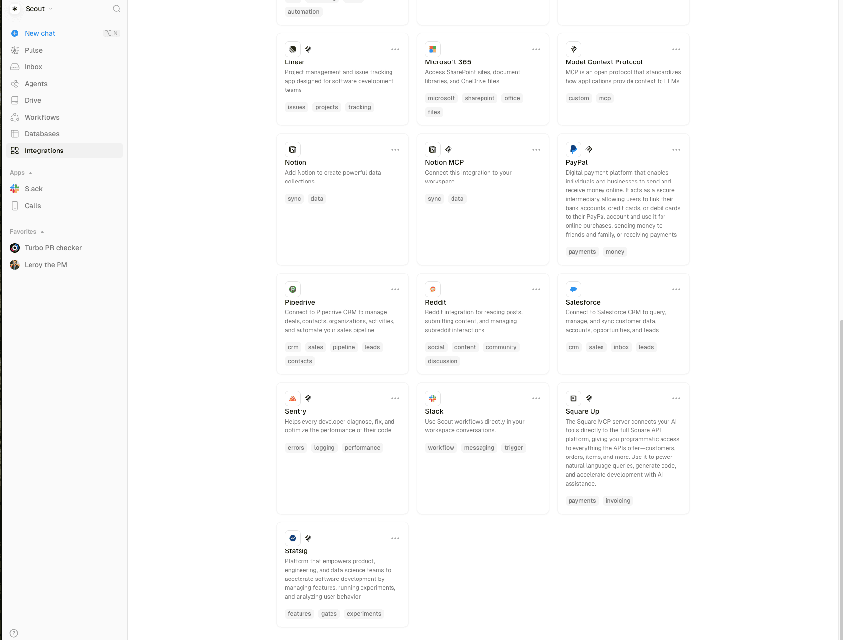 Salesforce integration card