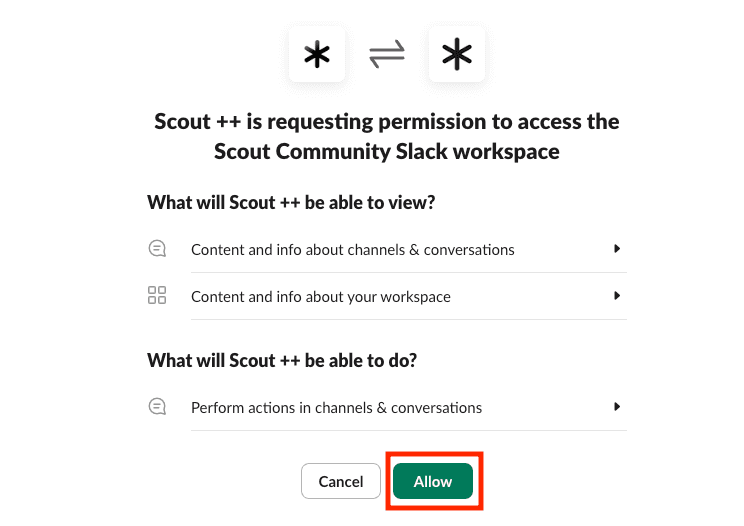 Authorize Scout in Slack